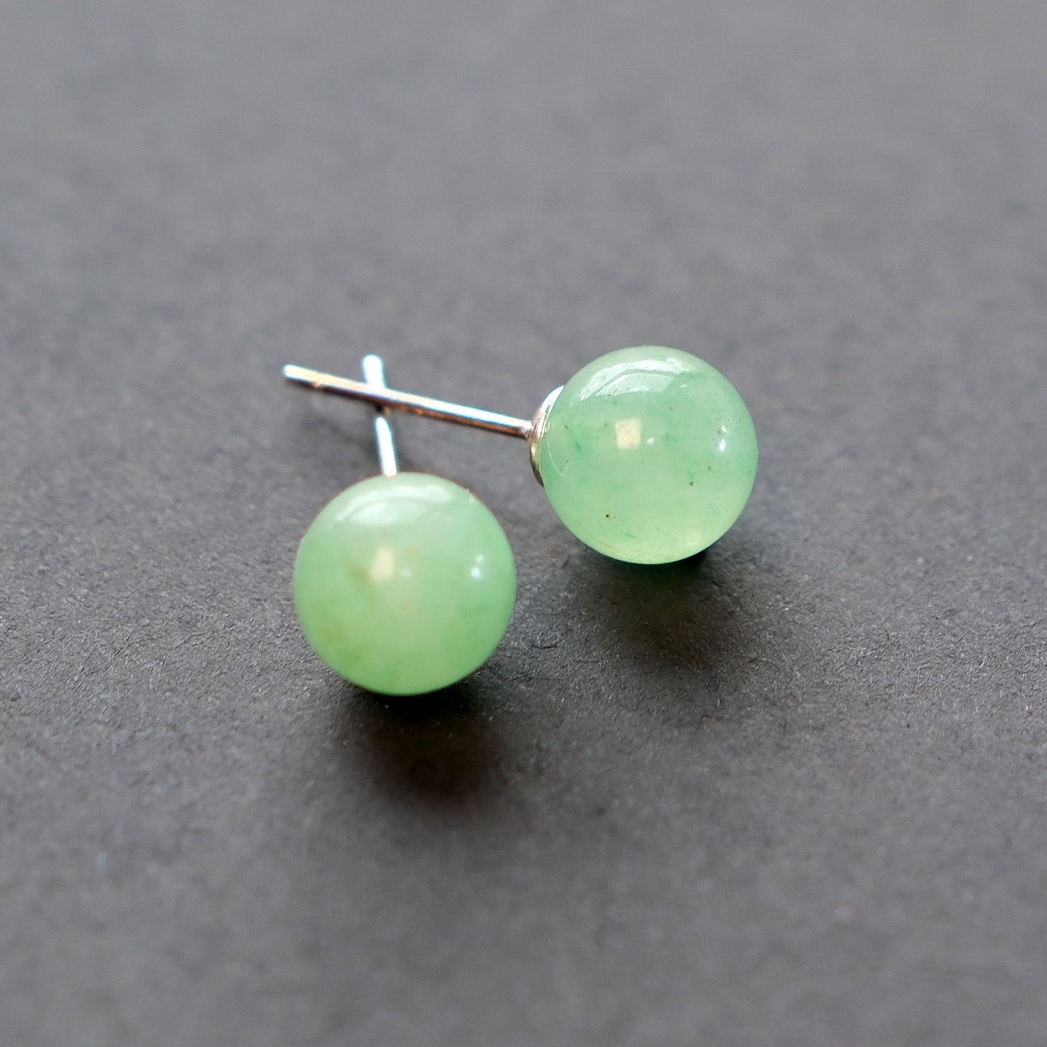 Close-up of Aventurine Jade Sterling Silver Earrings