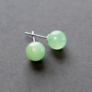 Close-up of Aventurine Jade Sterling Silver Earrings