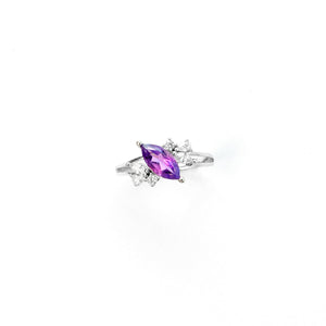 Amethyst silver ring for yoga practice, mindfulness, and spiritual connection