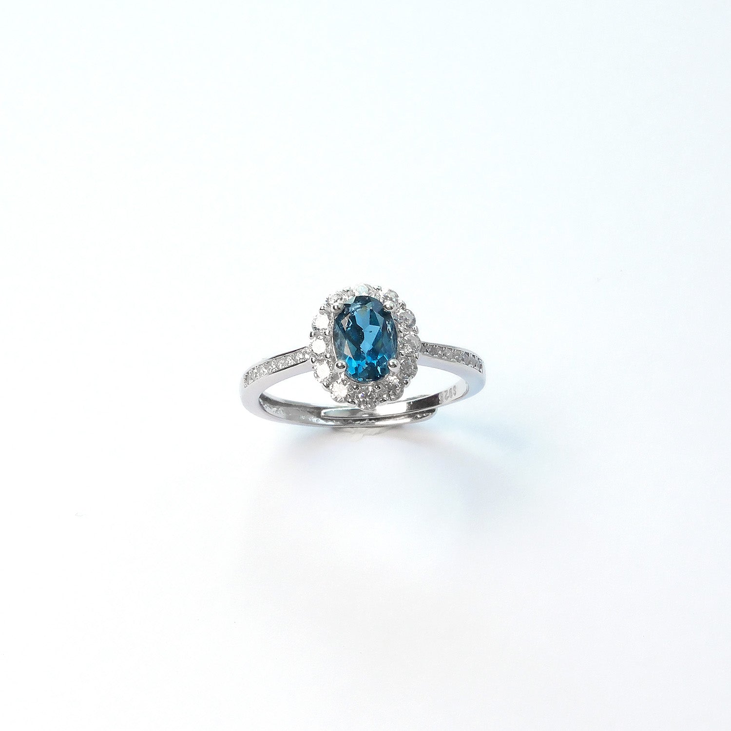 Sterling silver London blue topaz ring for negotiations, workplace, and presentations
