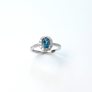 Sterling silver London blue topaz ring for negotiations, workplace, and presentations
