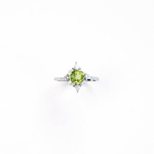 Women’s peridot sterling silver ring, perfect holiday gift for good fortune

