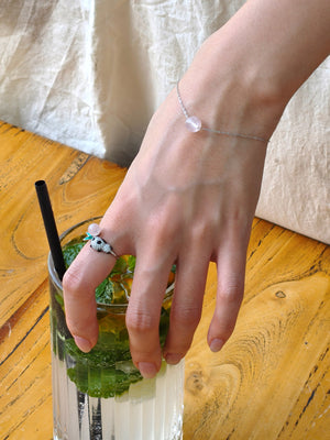 panda silver ring peach, rose quartz for love, and rose quartz silver bracelet. perfect for a date.